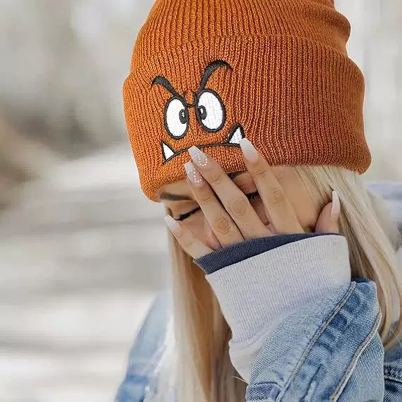 Angry Face Knit Beanie