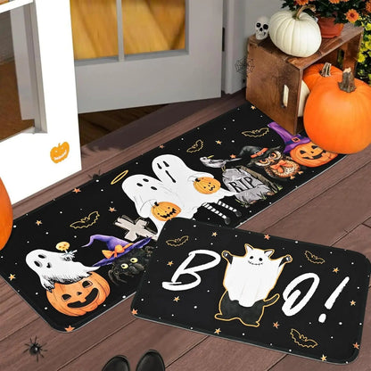 VIKAMA Halloween Kitchen Carpet Indoor Outdoor Non-Slip Welcome Floor Mat Bedroom Living Room Rug Set Home Decoration
