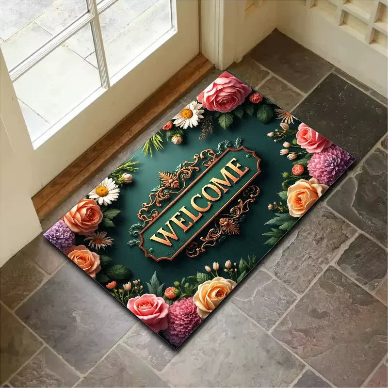 VIKAMA Summer Retro Non-Slip Door Mat Indoor Outdoor Bathroom Floor Rug Home Decor