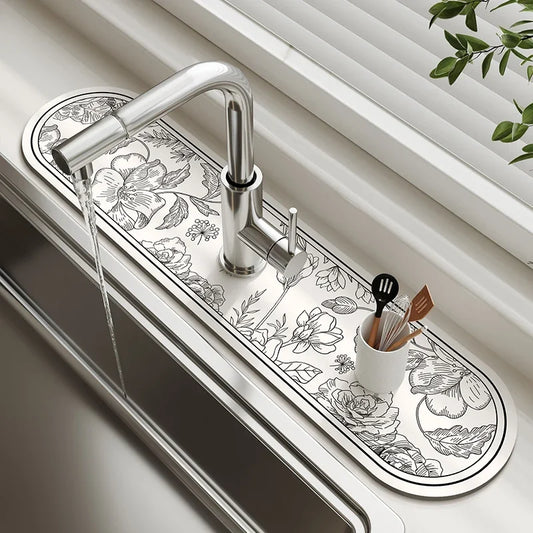 VIKAMA Diatomaceous Earth Absorbent Faucet Drain Mat