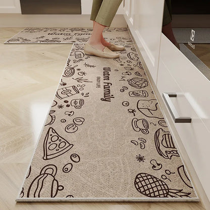 VIKAMA Cartoon Crystal Velvet Non-Slip Kitchen Floor Mat