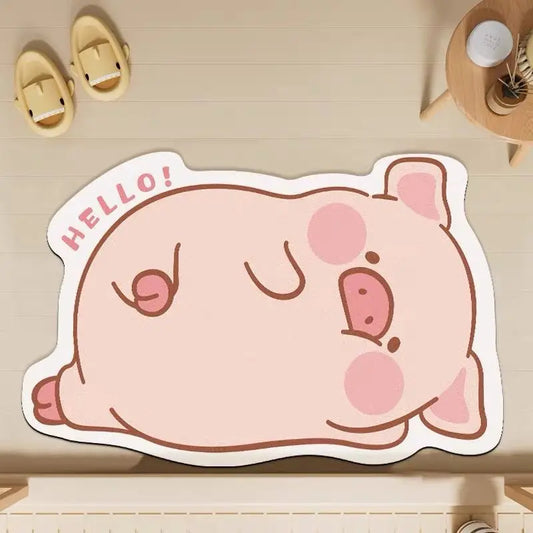 Lulu Pig Bathroom Absorbent Diatom Mud Non-Slip Quick-Dry Floor Mat Door Mat