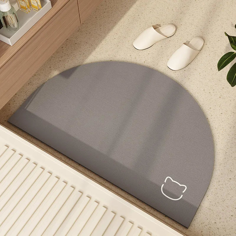 VIKAMA Semi-Circular Diatomite Bathroom Floor Mat Absorbent Non-Slip Entrance Door Mat