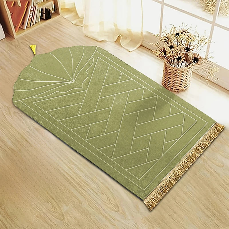 Soft Sponge Prayer Mat Portable Tassel Embossed Multi-Scene Prayer Rug