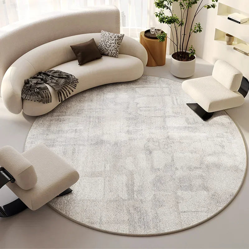 Beige Round Light Luxury Non-Slip Large Area Rug