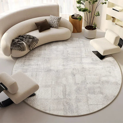Beige Round Light Luxury Non-Slip Large Area Rug