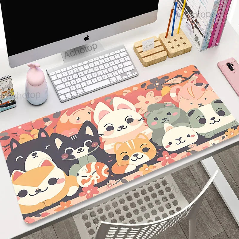 Cute Anime Cat Extended Gaming Desk Mat