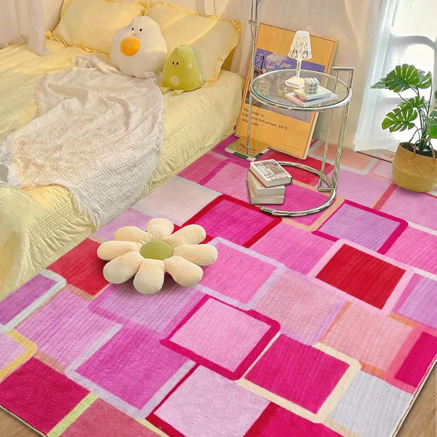 Multicolored Checkerboard Retro Geometric Area Rug