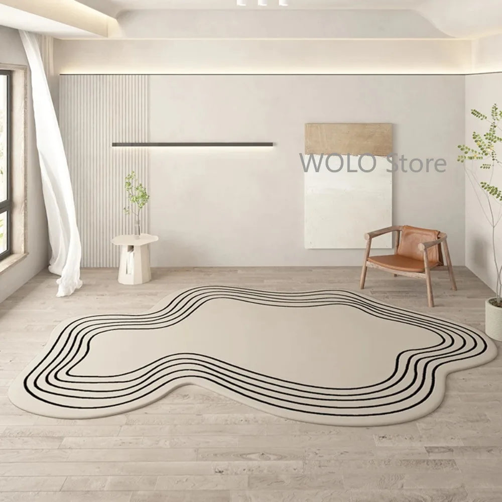 Cream Irregular Soft Fluffy Area Rug