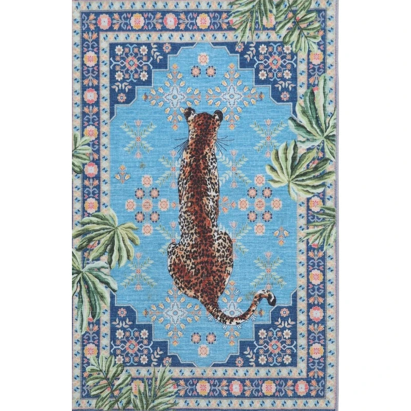 Cheetah Pattern Rug Personalized Animal Flower Carpet Non-Slip Floor Mat Bedroom Living Room Door Mat Home Decor