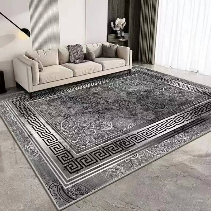 Luxury European Print Large Area Rug Non-Slip Wear-Resistant Carpet Living Room Bedroom Soft Floor Mat Home Decor