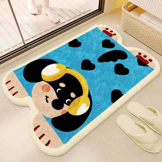 Cartoon Imitation Cashmere Bathroom Absorbent Dirt-Resistant Non-Slip Door Mat