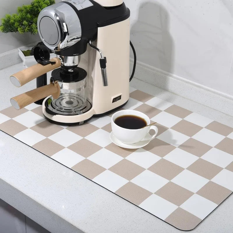 Checkered Kitchen Absorbent Drying Mat