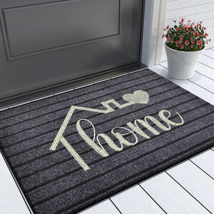 Solid Color Seven Stripe Door Mat Flocking Absorbent Non-Slip Carpet Entrance Shower Room Machine Washable Rug