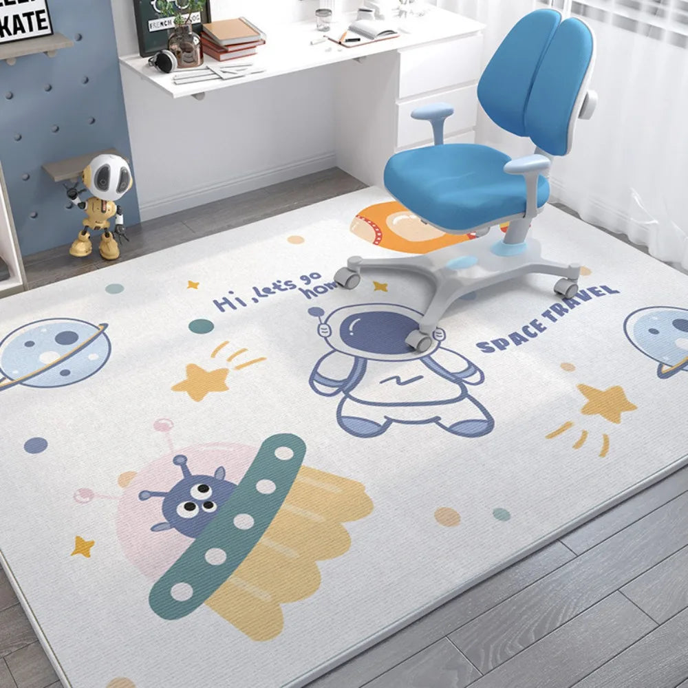 Kids Space Carpet Mat Rocket Astronaut Planets Stars Soft Non-Slip Floor Rug Children Study Room Home Decor