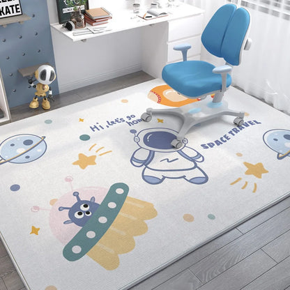 Kids Space Carpet Mat Rocket Astronaut Planets Stars Soft Non-Slip Floor Rug Children Study Room Home Decor