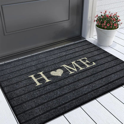 Solid Color Seven Stripe Door Mat Flocking Absorbent Non-Slip Carpet Entrance Shower Room Machine Washable Rug