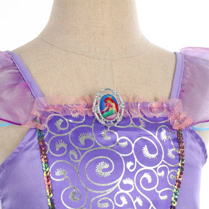 Disney Purple Mermaid Princess Costume Dress For Girls