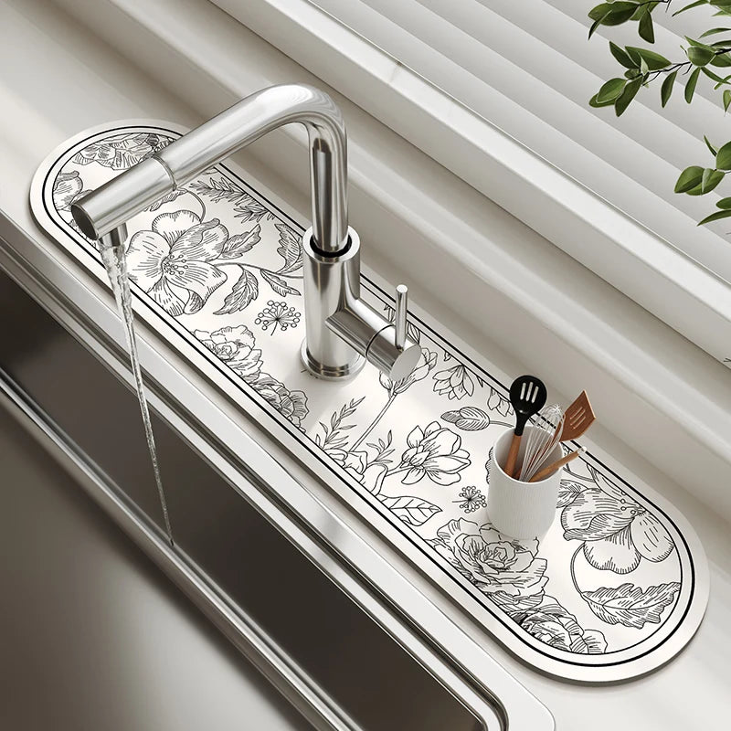 Diatom absorbent non-slip sink faucet mat