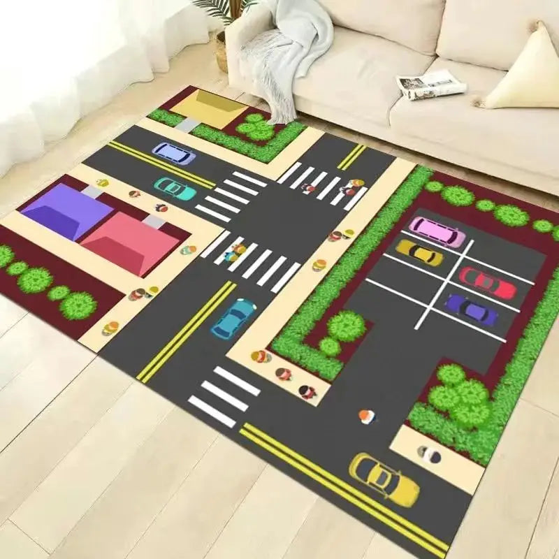 VIAKAMA Cartoon Traffic Car Track Play Mat Kids Kindergarten Educational Baby Room Game Carpet Home Decor