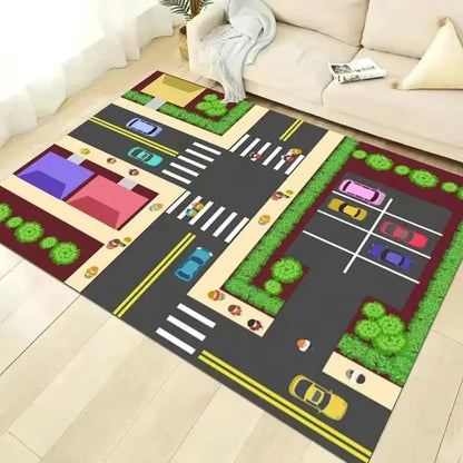 VIAKAMA Cartoon Traffic Car Track Play Mat Kids Kindergarten Educational Baby Room Game Carpet Home Decor
