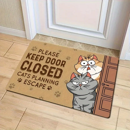 VIKAMA Cartoon Cute Cat Floor Mat Non-Slip Bedroom Kitchen Entrance Welcome Mat
