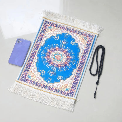 Portable prayer rug set with beads