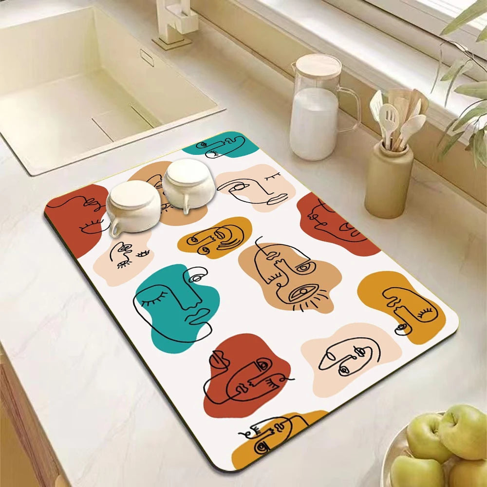 Non-slip absorbent kitchen drying mat