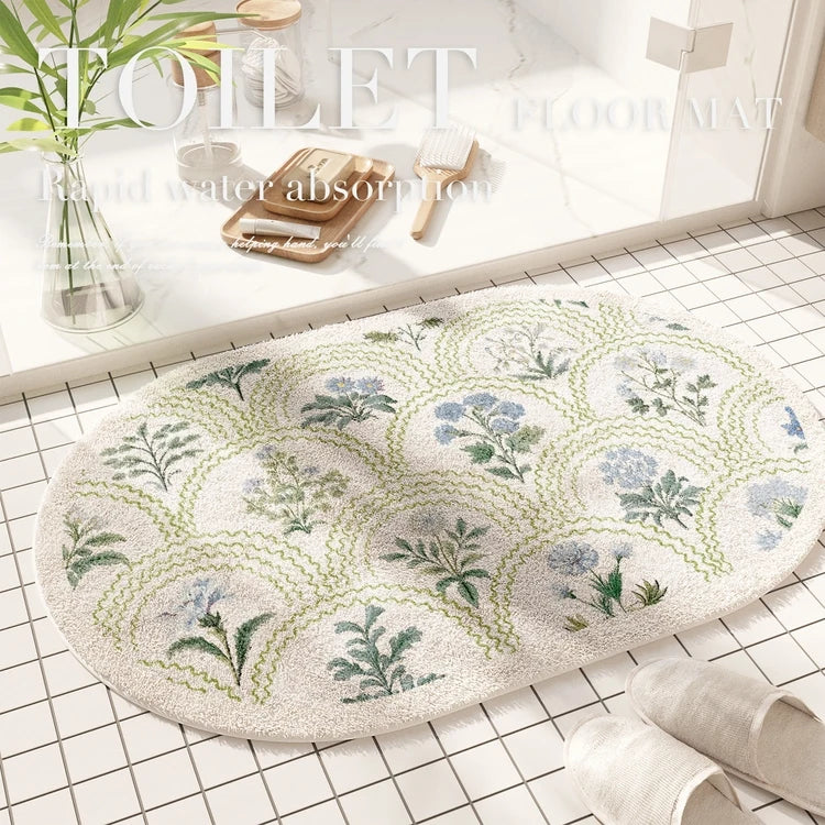 Fresh American Floral Bathroom Absorbent Non-Slip Door Floor Mat