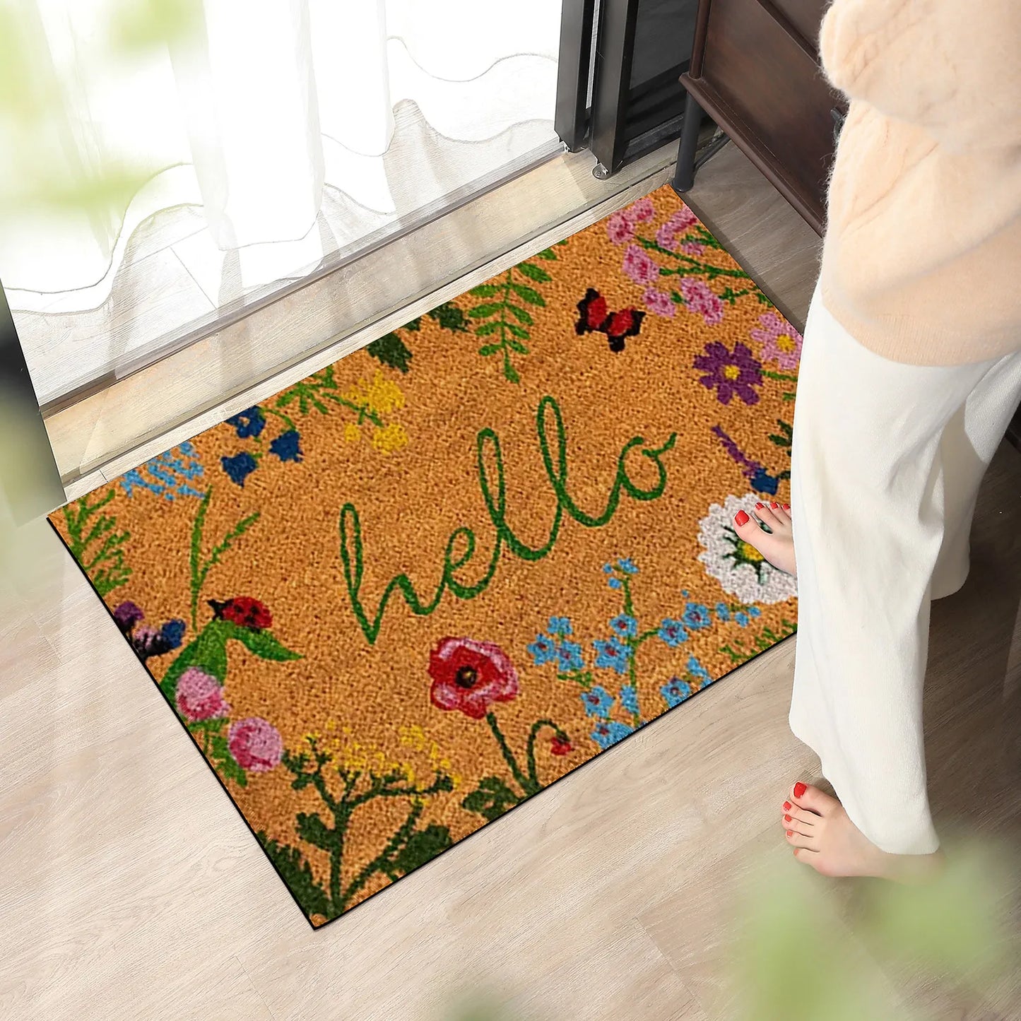 Thin Non-Slip Floor Rug Durable Welcome Doormat Machine Washable Outdoor Entrance Mat Home Decor
