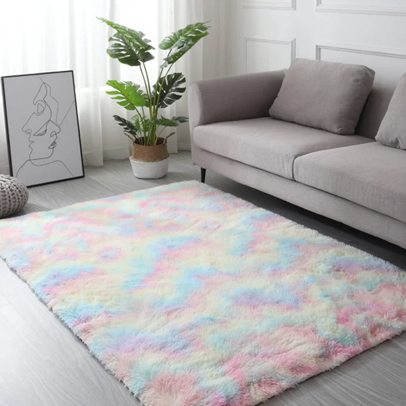 Fluffy plush living room area rug