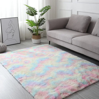 Fluffy plush living room area rug