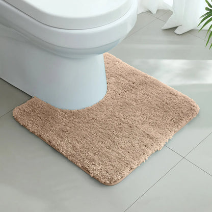 U-Shaped Thick Plush Bathroom Mat Absorbent Non-Slip Toilet Rug Bathtub Entrance Floor Carpet Home Decor