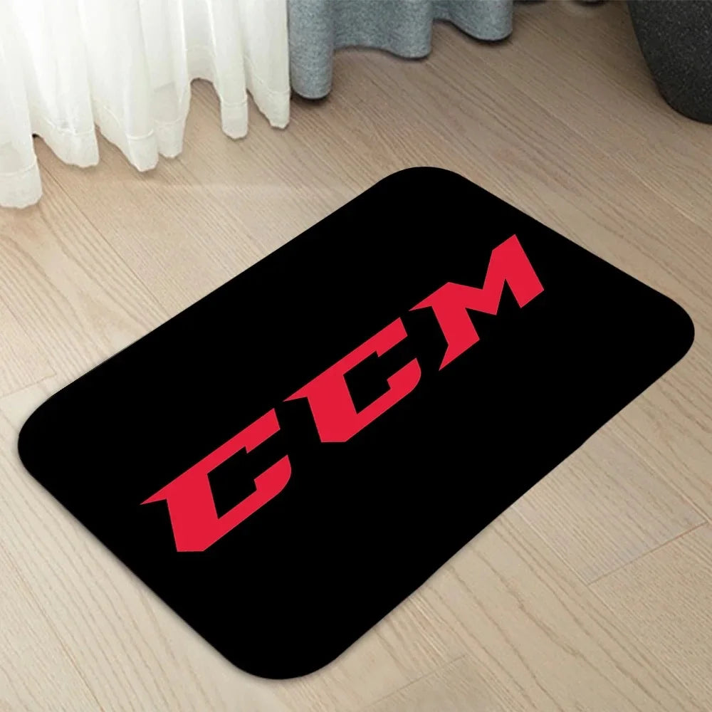 CCM Hockey Sports Letter Design Athlete Silhouette Welcome Door Mat