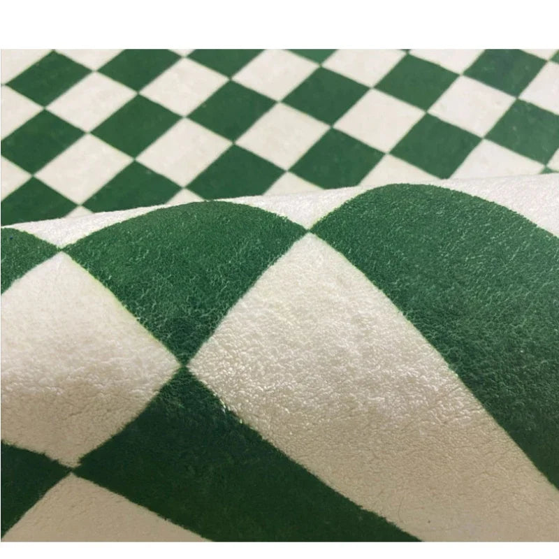Retro Checkerboard Fluffy Plush Area Rug