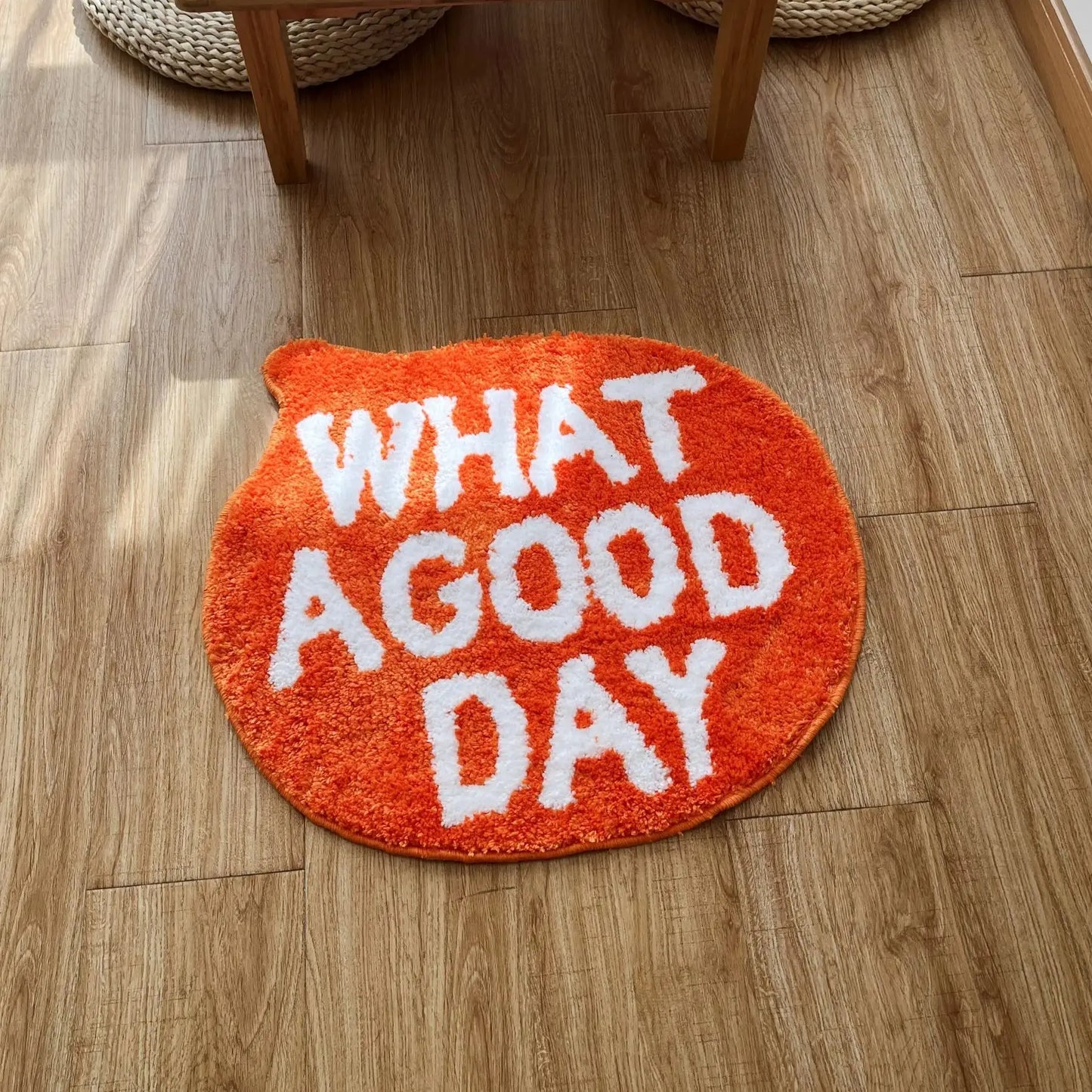 WHAT A GOOD DAY Quote Tufted Non-Slip Rug