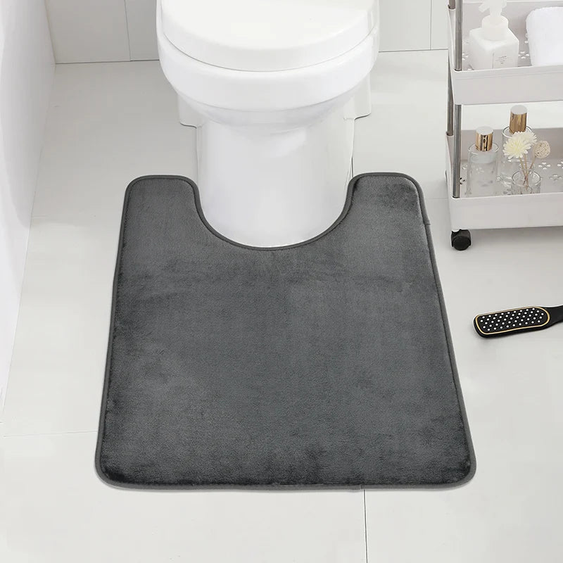 U-Shaped Bathroom Floor Mat Toilet Rug Absorbent Non-Slip Bath Mat Home Decor
