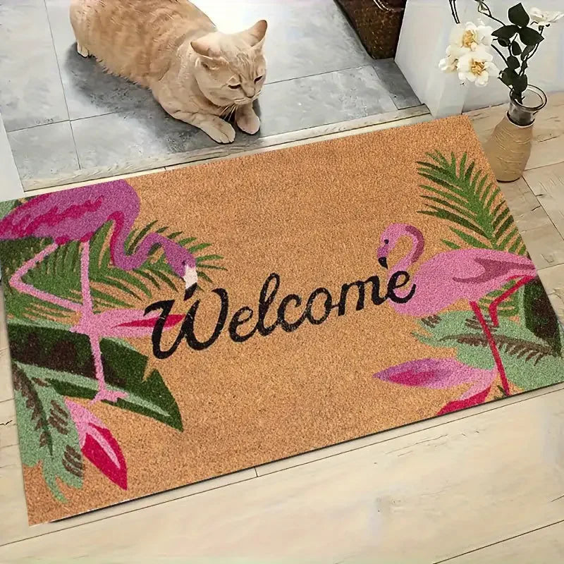 VIKAMA Flamingo Print Non-Slip Welcome Mat