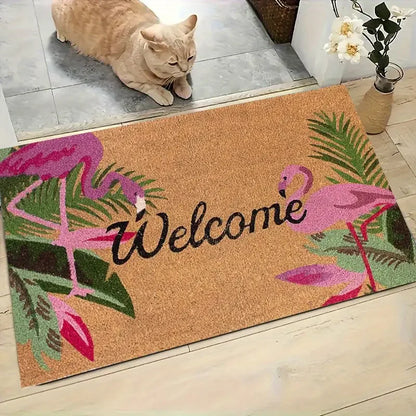 VIKAMA Flamingo Print Non-Slip Welcome Mat