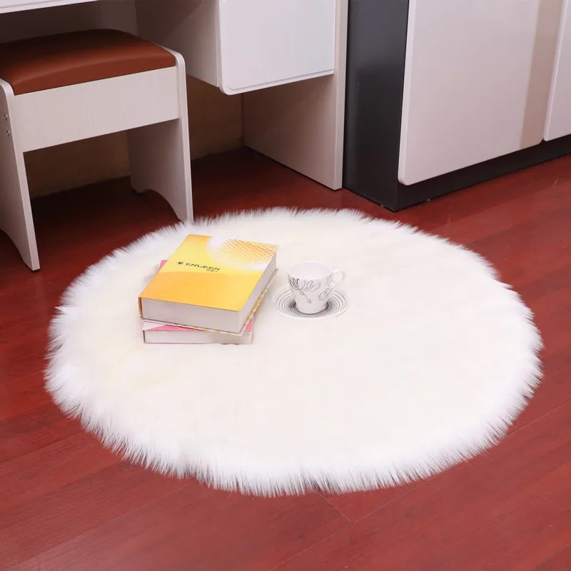 Round Faux Sheepskin Fluffy Area Rug