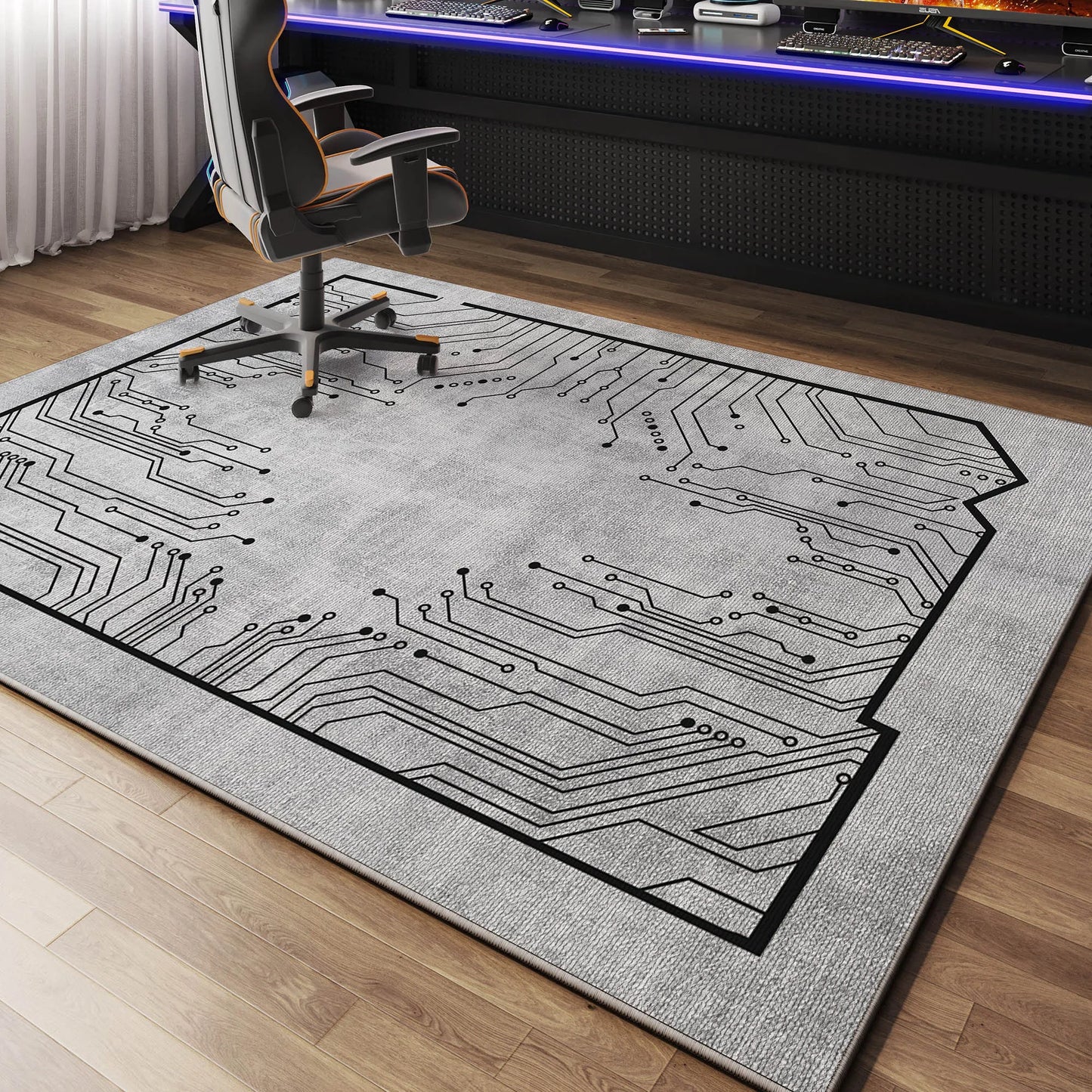 VIKAMA Luxury Gaming Room Carpet Non-Slip Chair Mat Bedroom Office Floor Rug