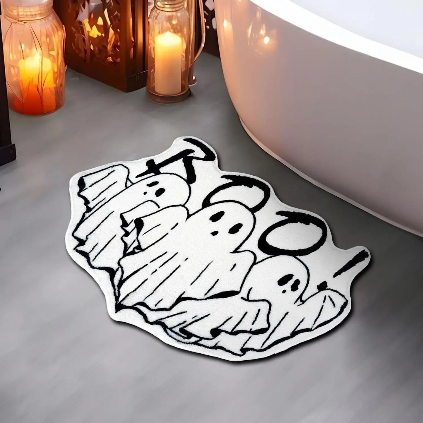 VIKAMA Halloween Spider Web Rug Ghost Gothic Non-Slip Washable Entry Carpet Home Decor