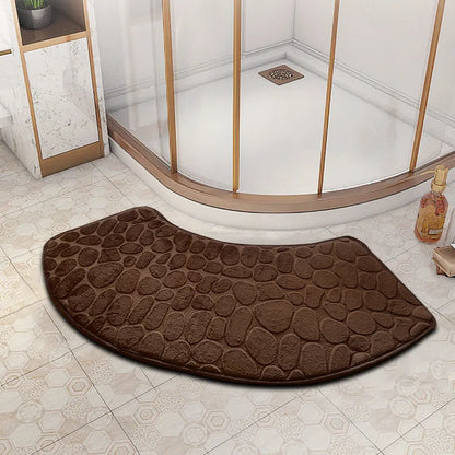 3D Cobblestone Velvet Bath Mat Non-Slip Absorbent Quick-Dry Washable Bathroom Door Rug