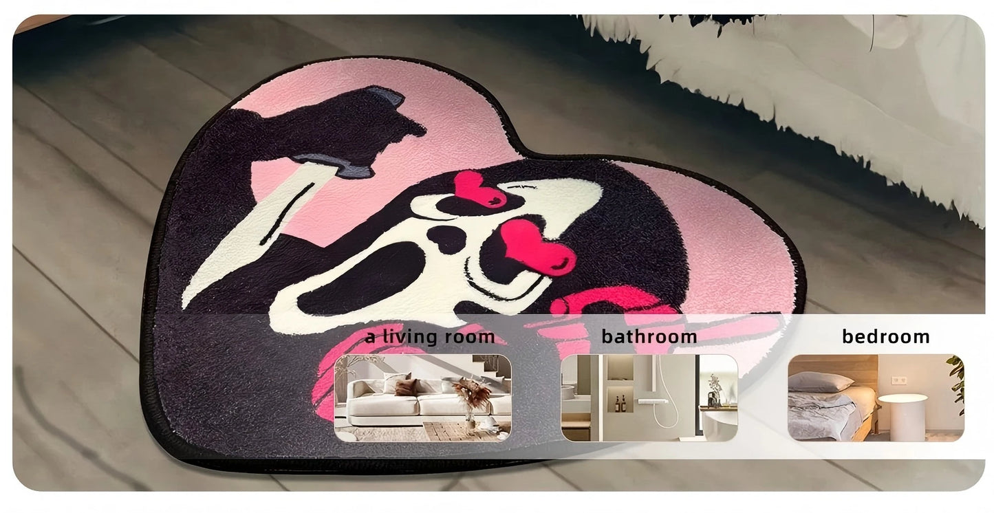 VIKAMA Heart-Shaped Skull Halloween Area Rug