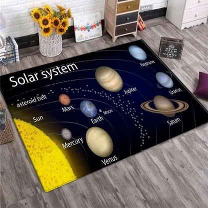 Solar System Galaxy Rug Planet Design Non-Slip Floor Mat Living Room Kids Bedroom Home Decoration