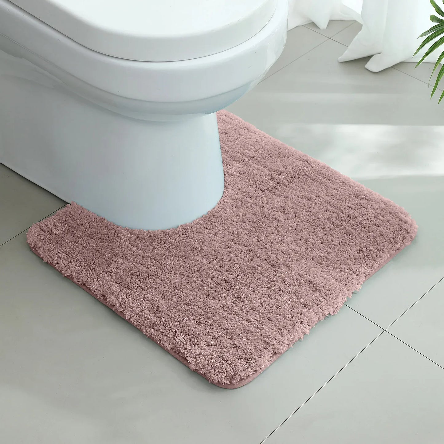 U-Shaped Thick Plush Bathroom Mat Absorbent Non-Slip Toilet Rug Bathtub Entrance Floor Carpet Home Decor