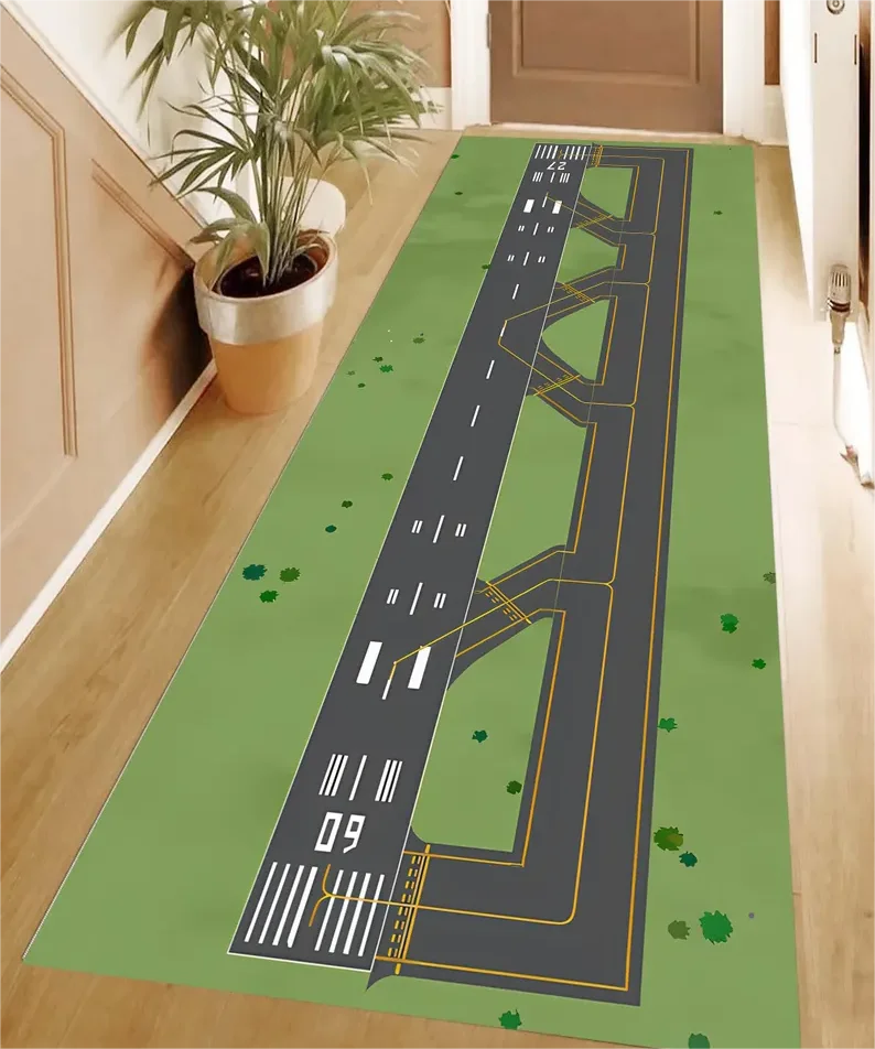 Airport Runway Aviation Kids Rug