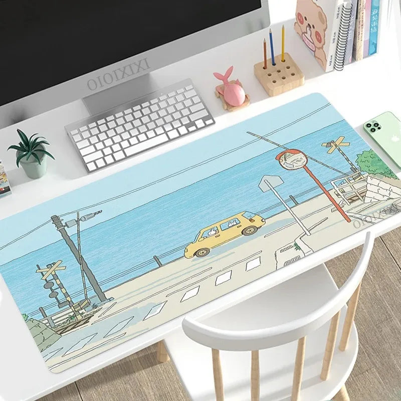 Cute Rabbit Green Large Gaming Mouse Pad