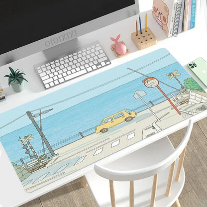 Cute Rabbit Green Large Gaming Mouse Pad