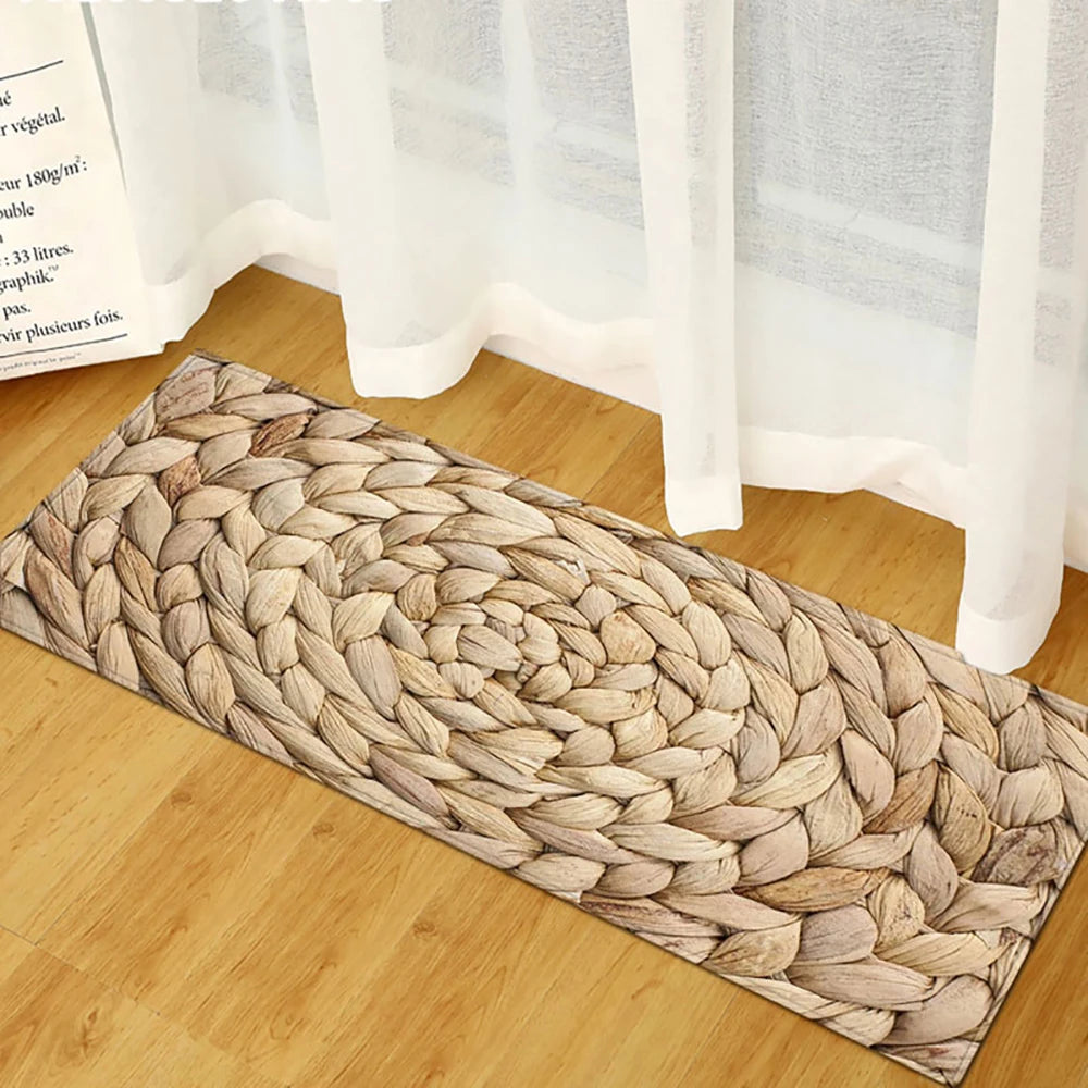 Wood Pattern Kitchen Mat Non-Slip Absorbent Long Rug Bedroom Living Room Hallway Balcony Entrance Doormat Floor Carpet Home Decor
